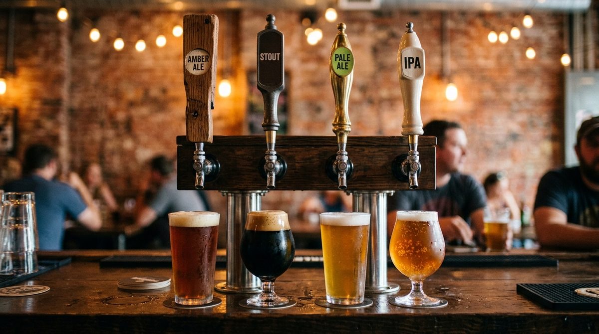 Craft beer taps at Pudel Baar